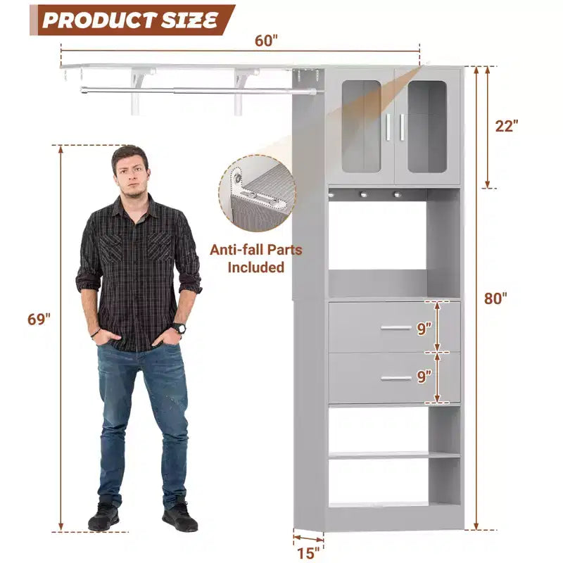 Système de rangement Besiost 20-60 avec porte d'armoire Visualize et tiroirs en bois