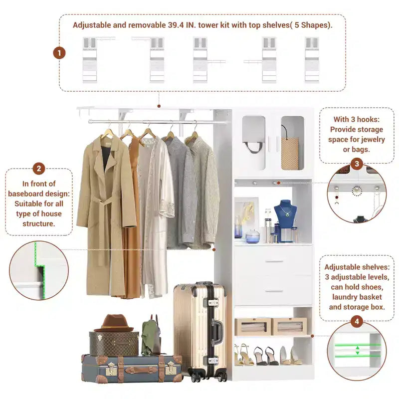 Système de rangement Besiost 20-60 avec porte d'armoire Visualize et tiroirs en bois