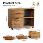 Meuble de classement mobile moderne à 3 tiroirs Okak avec tiroirs en bois et roulettes, armoire de rangement latérale pour le bureau à domicile, l'étude