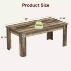Table de salle à manger marron pour 6-8 personnes, table de cuisine rectangulaire de ferme de 180 cm, table de salle à manger en bois avec base de support renforcée et pieds triangulaires