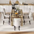Table de salle à manger marron pour 6-8 personnes, table de cuisine rectangulaire de ferme de 180 cm, table de salle à manger en bois avec base de support renforcée et pieds triangulaires