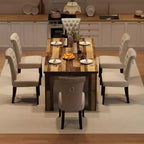 Table de salle à manger marron pour 6-8 personnes, table de cuisine rectangulaire de ferme de 180 cm, table de salle à manger en bois avec base de support renforcée et pieds triangulaires