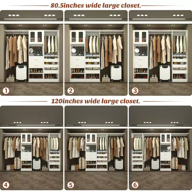 Système de rangement de placard Besiost 80-120 avec porte et tiroirs en bois