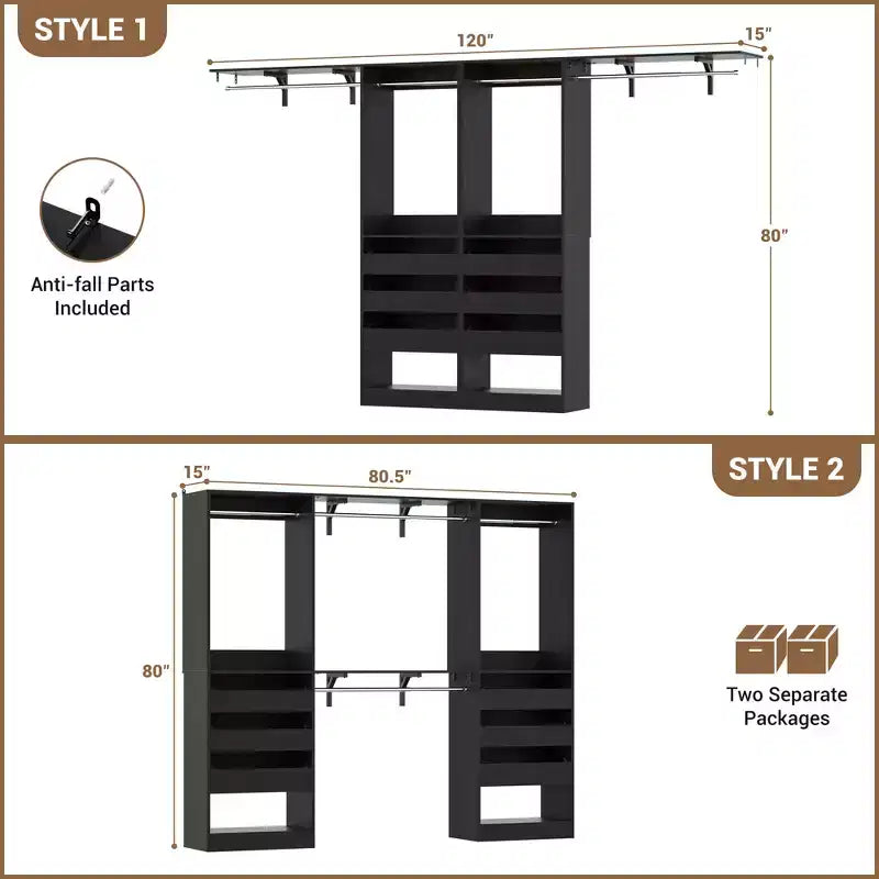 Besiost Ensemble de deux armoires 80-120W avec porte et tiroirs en bois