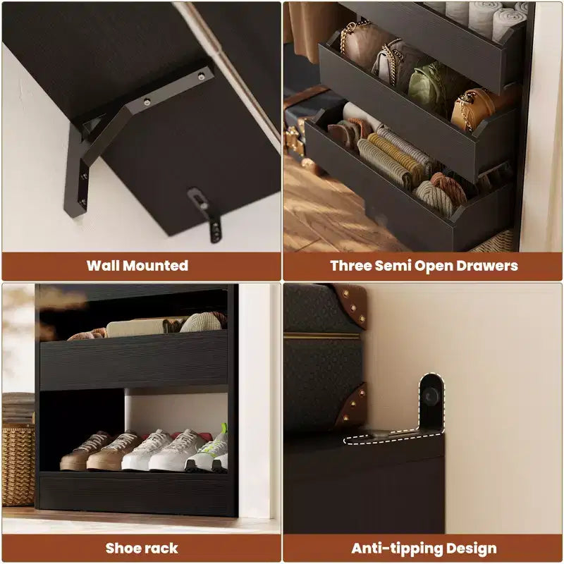 Besiost Ensemble de deux armoires 80-120W avec porte et tiroirs en bois
