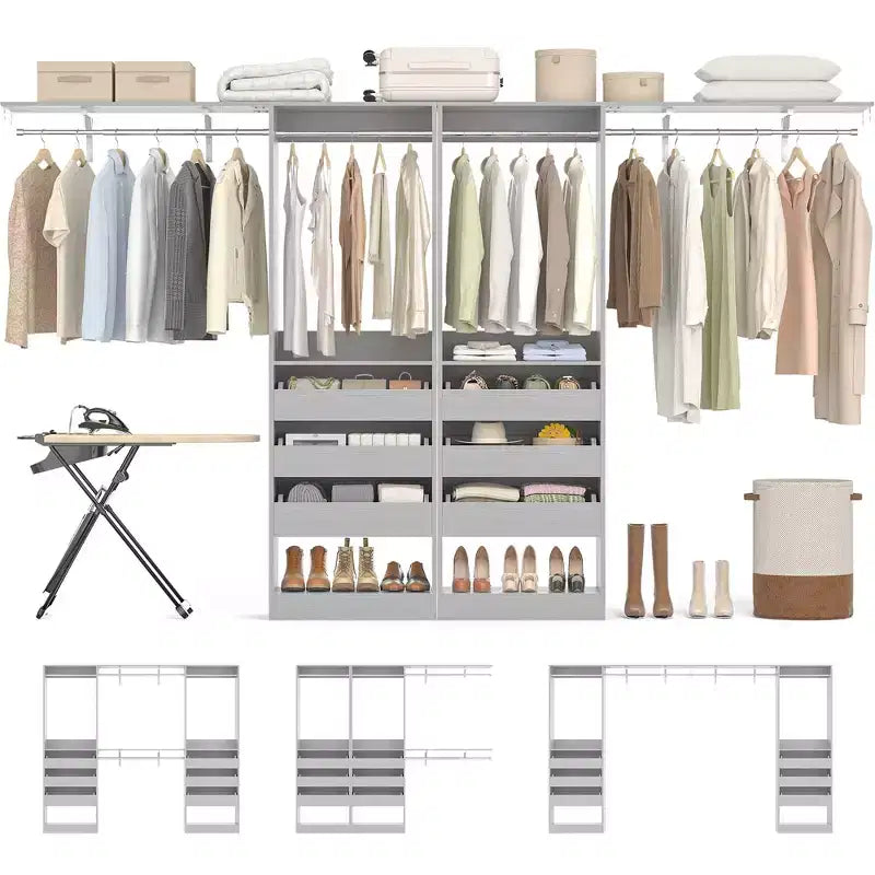Besiost Ensemble de deux armoires 80-120W avec porte et tiroirs en bois