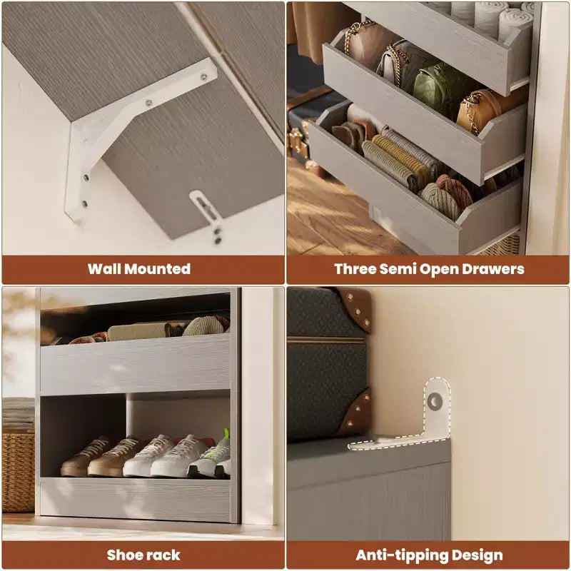 Besiost Ensemble de deux armoires 80-120W avec porte et tiroirs en bois