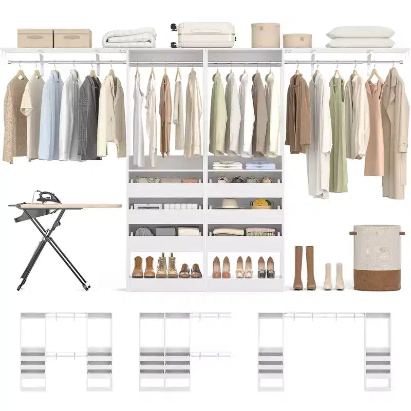Besiost Ensemble de deux armoires 80-120W avec porte et tiroirs en bois
