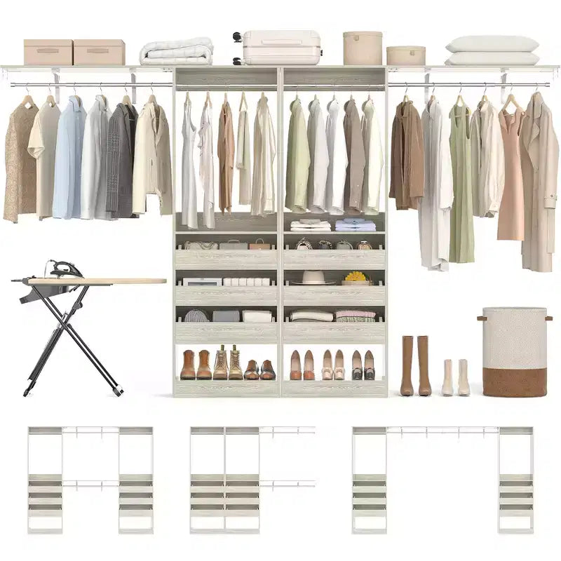 Besiost Ensemble de deux armoires 80-120W avec porte et tiroirs en bois