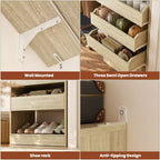 Besiost Ensemble de deux armoires 80-120W avec porte et tiroirs en bois