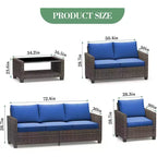 COZONY Ensemble de meubles de patio 5 pièces, canapé d'extérieur sectionnel en rotin osier PE avec table basse résistant aux intempéries