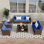 COZONY Ensemble de meubles de patio 5 pièces, canapé d'extérieur sectionnel en rotin osier PE avec table basse résistant aux intempéries