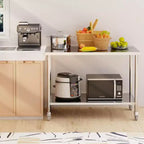 Table de travail en acier inoxydable 48x24x35, table de préparation robuste NSF avec étagère inférieure réglable
