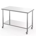 Table de travail en acier inoxydable 48x24x35, table de préparation robuste NSF avec étagère inférieure réglable