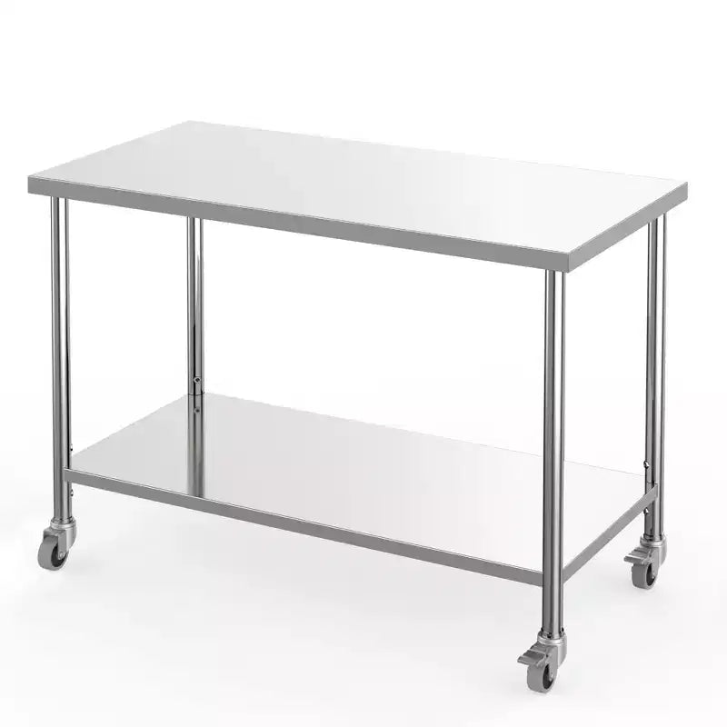Table de travail en acier inoxydable 48x24x35, table de préparation robuste NSF avec étagère inférieure réglable