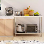 Table de travail en acier inoxydable 48x24x35, table de préparation robuste NSF avec étagère inférieure réglable