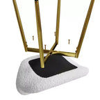 MAYEERTY Chaises de salle à manger modernes minimalistes en velours Teddy vert, lot de 2, avec pieds en métal doré robustes et dossier, pour cuisine, restaurant, bureau, blanc