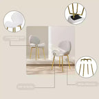 MAYEERTY Chaises de salle à manger modernes minimalistes en velours Teddy vert, lot de 2, avec pieds en métal doré robustes et dossier, pour cuisine, restaurant, bureau, blanc