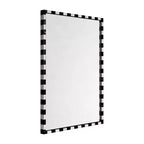 TEHOME livra Miroir mural rectangulaire décoratif en marbre avec motif damier noir et blanc audacieux 20 x 30'', parfait pour la salle de bain, l'entrée