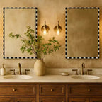 TEHOME livra Miroir mural rectangulaire décoratif en marbre avec motif damier noir et blanc audacieux 20 x 30'', parfait pour la salle de bain, l'entrée