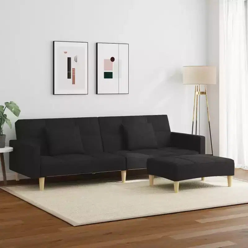 vidaXL Canapé-lit 2 places avec repose-pieds Meubles Maison Salon Tissu
