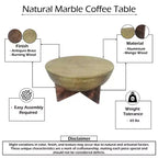 Table basse Royal Hampton | Plateau rond en métal martelé | Piètement en bois de manguier | Laiton antique