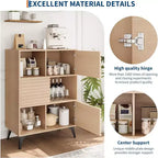 Bibliothèque et meuble de rangement à 3 niveaux - Buffet en bois massif avec étagères réglables, petit meuble de rangement pour salon, cuisine
