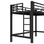 Lit superposé en métal TUYOHW avec deux échelles et garde-corps, cadre de lit mezzanine de plusieurs tailles avec espace ouvert sous le lit pour dortoirs, chambres à coucher, noir