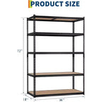 Étagères de rangement robustes pour garage, 5 niveaux, capacité de 907 kg, étagère métallique réglable 91x46x183 cm, rayonnage de rangement durable