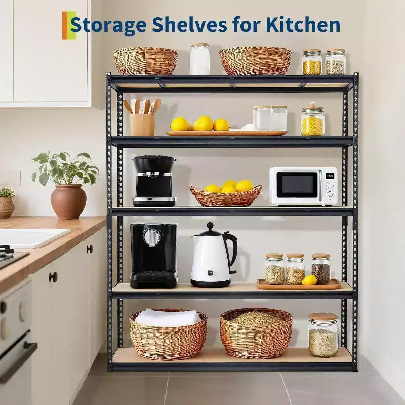 Étagères de rangement robustes pour garage, 5 niveaux, capacité de 907 kg, étagère métallique réglable 91x46x183 cm, rayonnage de rangement durable
