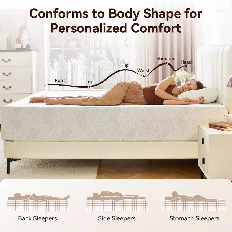 Matelas grand lit Sailvan 12 pouces, matelas en mousse à mémoire de forme et gel rafraîchissant en boîte, matelas de lit avec soulagement de la pression et isolation des mouvements
