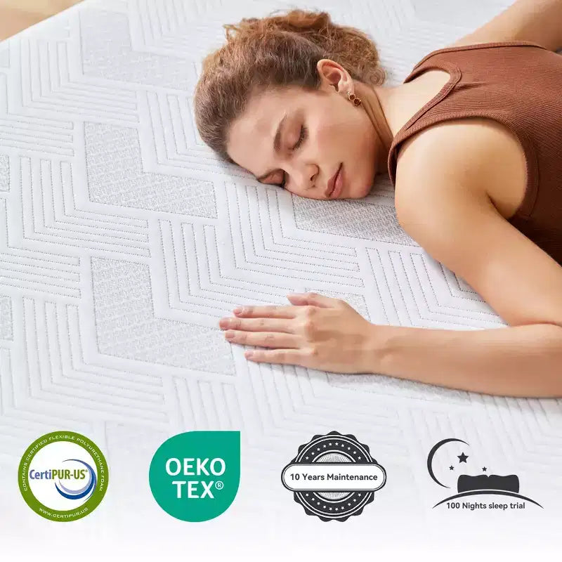 Matelas grand lit Sailvan 12 pouces, matelas en mousse à mémoire de forme et gel rafraîchissant en boîte, matelas de lit avec soulagement de la pression et isolation des mouvements