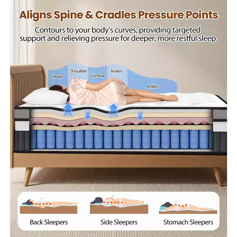 Matelas King Size en Mousse à Mémoire de Forme, Matelas en Mousse à Mémoire de Forme Gel 35,5 cm, Matelas Respirant Livré Compressé, Mousses et Tissus Certifiés Sûrs