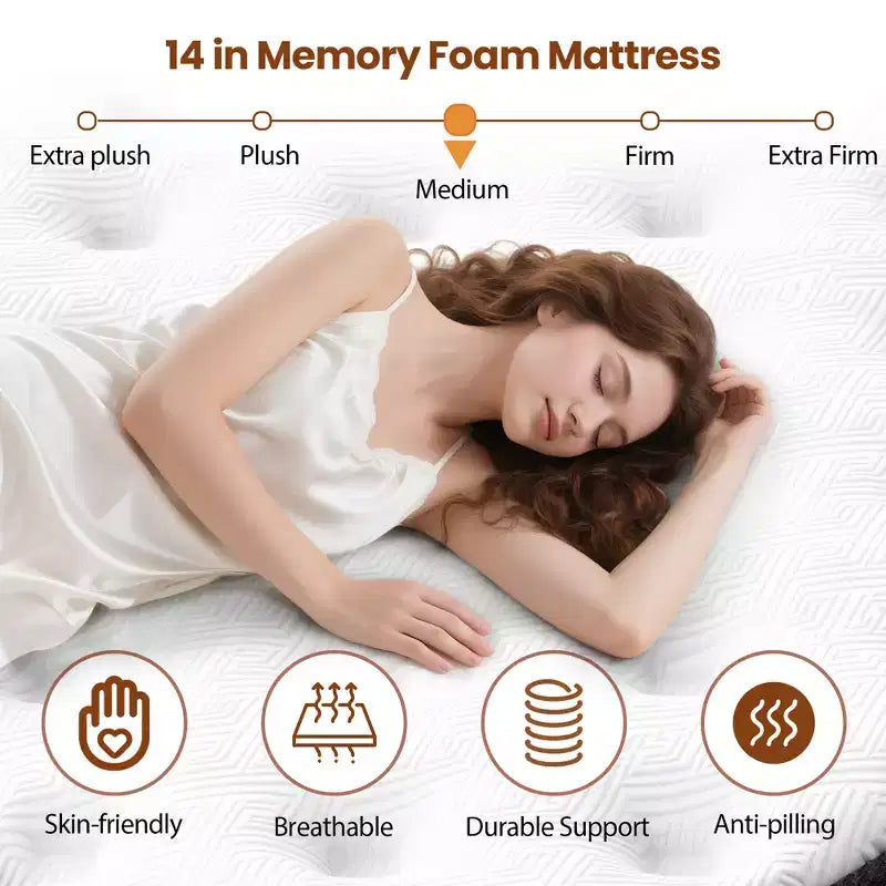 Matelas King Size en Mousse à Mémoire de Forme, Matelas en Mousse à Mémoire de Forme Gel 35,5 cm, Matelas Respirant Livré Compressé, Mousses et Tissus Certifiés Sûrs