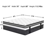 Matelas King Size en Mousse à Mémoire de Forme, Matelas en Mousse à Mémoire de Forme Gel 35,5 cm, Matelas Respirant Livré Compressé, Mousses et Tissus Certifiés Sûrs