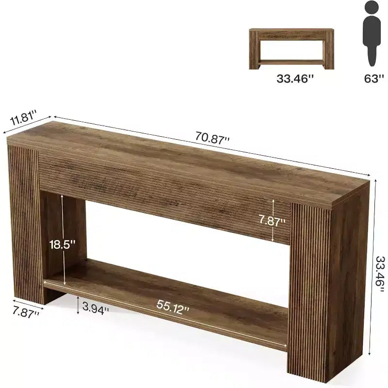 Tribesigns Console 70.9 pour Entrée, Table de Canapé Étroite en Bois Derrière le Canapé, pour Salon, Entrée, Foyer, Marron Rustique
