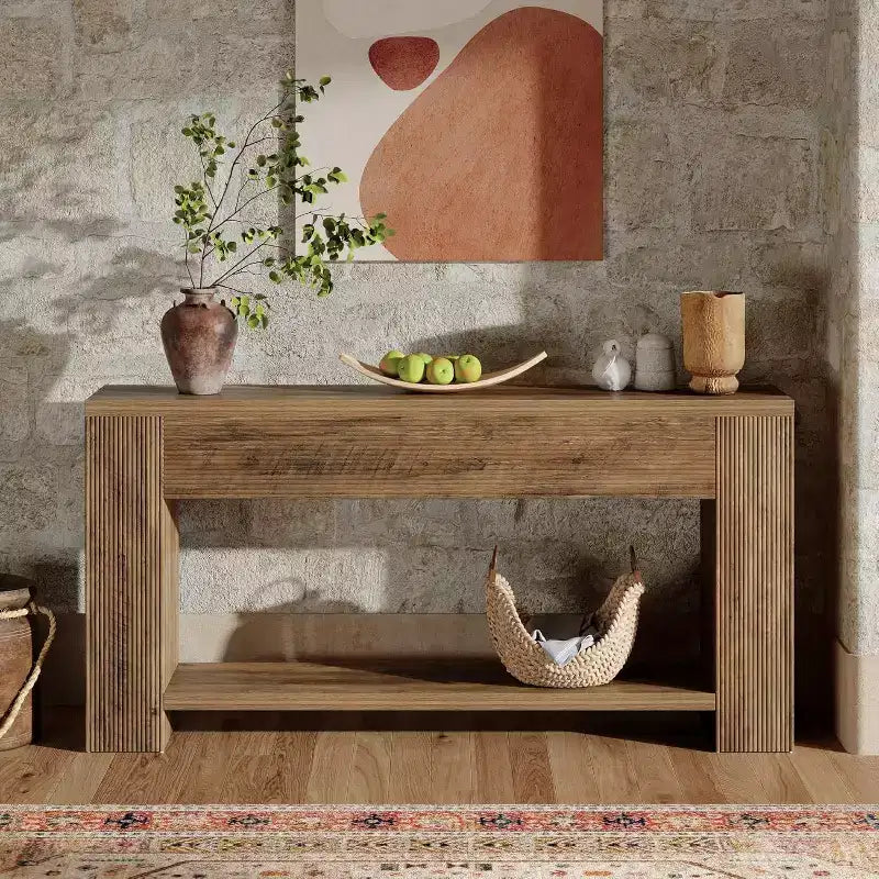 Tribesigns Console 70.9 pour Entrée, Table de Canapé Étroite en Bois Derrière le Canapé, pour Salon, Entrée, Foyer, Marron Rustique