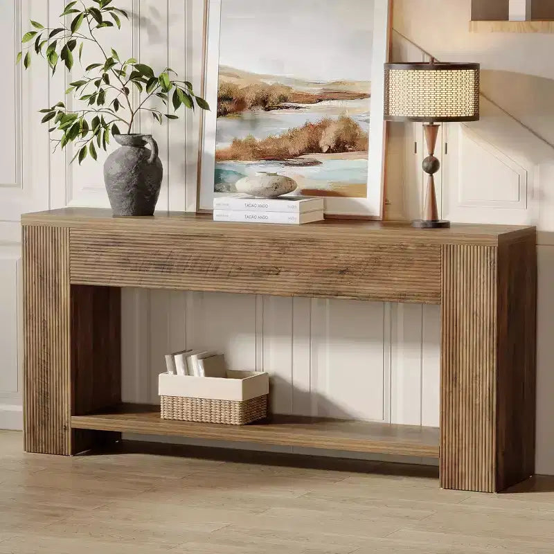 Tribesigns Console 70.9 pour Entrée, Table de Canapé Étroite en Bois Derrière le Canapé, pour Salon, Entrée, Foyer, Marron Rustique