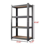 Étagère de rangement noire à 4 niveaux de 45,66 pouces de hauteur, réglable en hauteur, en bois, pour cuisine, garage et cellier.