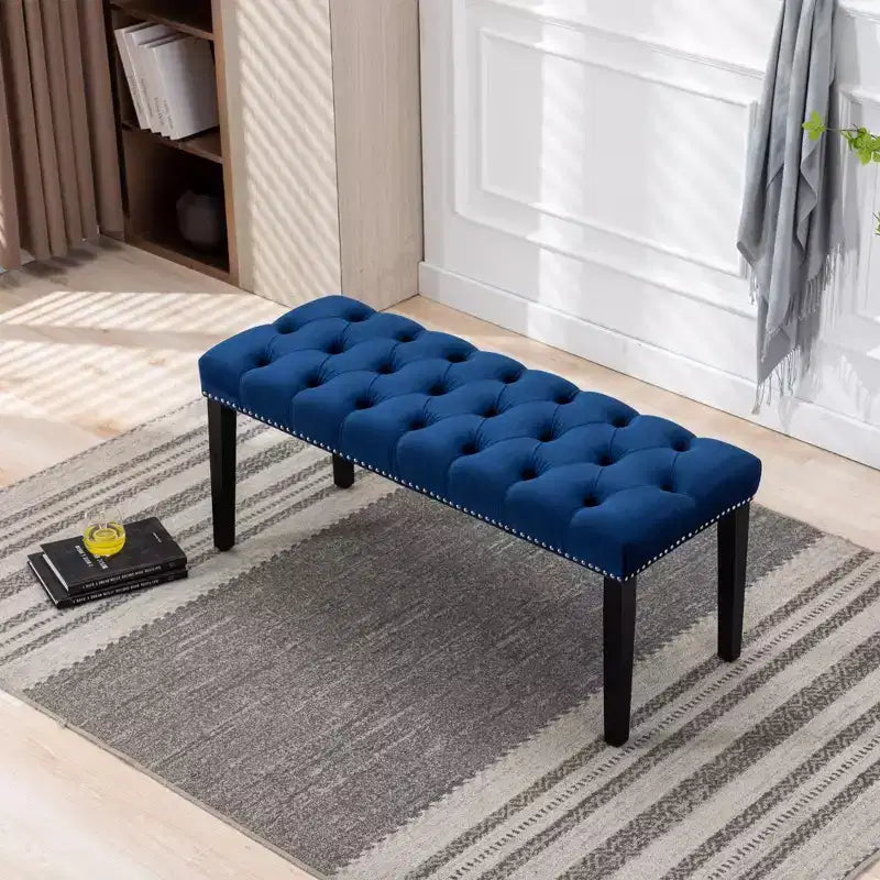 Banc de salle à manger Okak moderne en velours capitonné avec siège rembourré, pouf d'appoint rembourré pour salle à manger, chambre à coucher