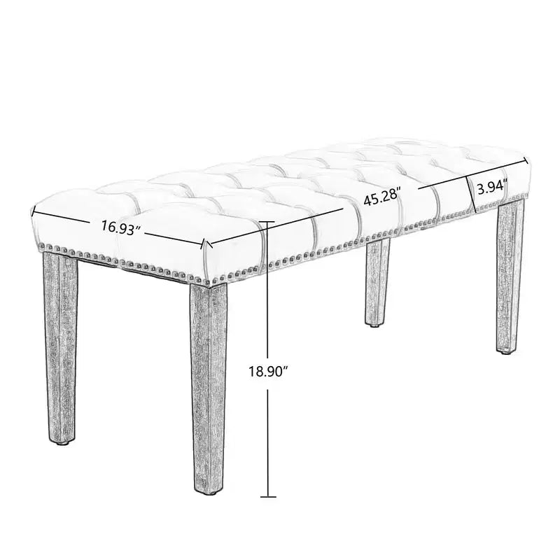Banc de salle à manger Okak moderne en velours capitonné avec siège rembourré, pouf d'appoint rembourré pour salle à manger, chambre à coucher