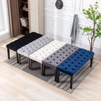 Banc de salle à manger Okak moderne en velours capitonné avec siège rembourré, pouf d'appoint rembourré pour salle à manger, chambre à coucher