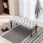 Banc de salle à manger Okak moderne en velours capitonné avec siège rembourré, pouf d'appoint rembourré pour salle à manger, chambre à coucher