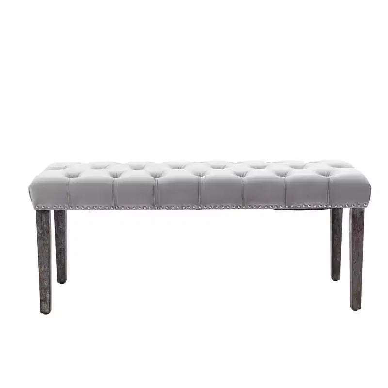 Banc de salle à manger Okak moderne en velours capitonné avec siège rembourré, pouf d'appoint rembourré pour salle à manger, chambre à coucher