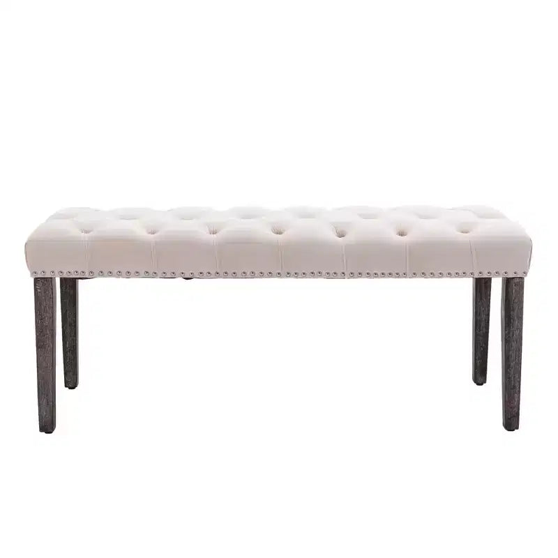 Banc de salle à manger Okak moderne en velours capitonné avec siège rembourré, pouf d'appoint rembourré pour salle à manger, chambre à coucher
