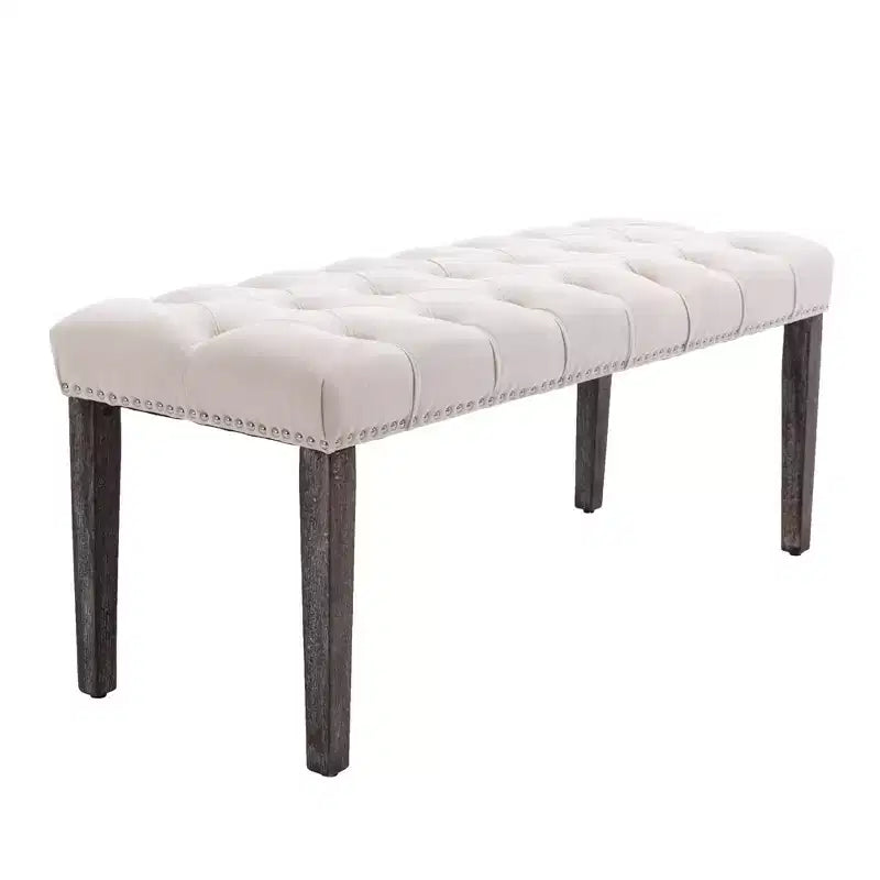 Banc de salle à manger Okak moderne en velours capitonné avec siège rembourré, pouf d'appoint rembourré pour salle à manger, chambre à coucher