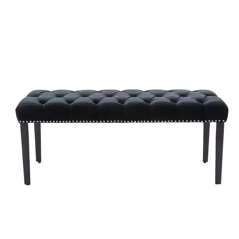 Banc de salle à manger Okak moderne en velours capitonné avec siège rembourré, pouf d'appoint rembourré pour salle à manger, chambre à coucher
