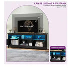 Meuble TV de ferme pour téléviseurs de 75/70 pouces, meuble de divertissement LED avec armoires de rangement, étagères ouvertes et étagère réglable pour le salon