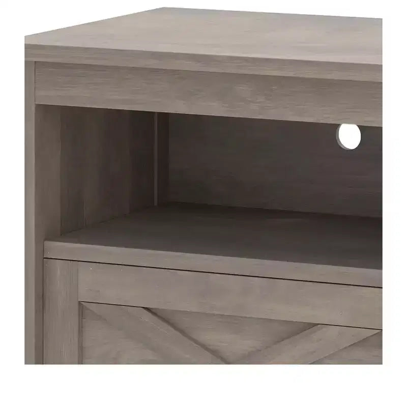 Meuble TV de ferme pour téléviseurs de 75/70 pouces, meuble de divertissement LED avec armoires de rangement, étagères ouvertes et étagère réglable pour le salon