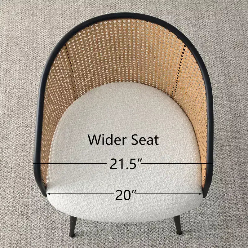 Chaises de salle à manger (lot de 2), Fauteuil moderne rembourré avec dossier en rotin tissé et pieds en métal noir - Panipeachy